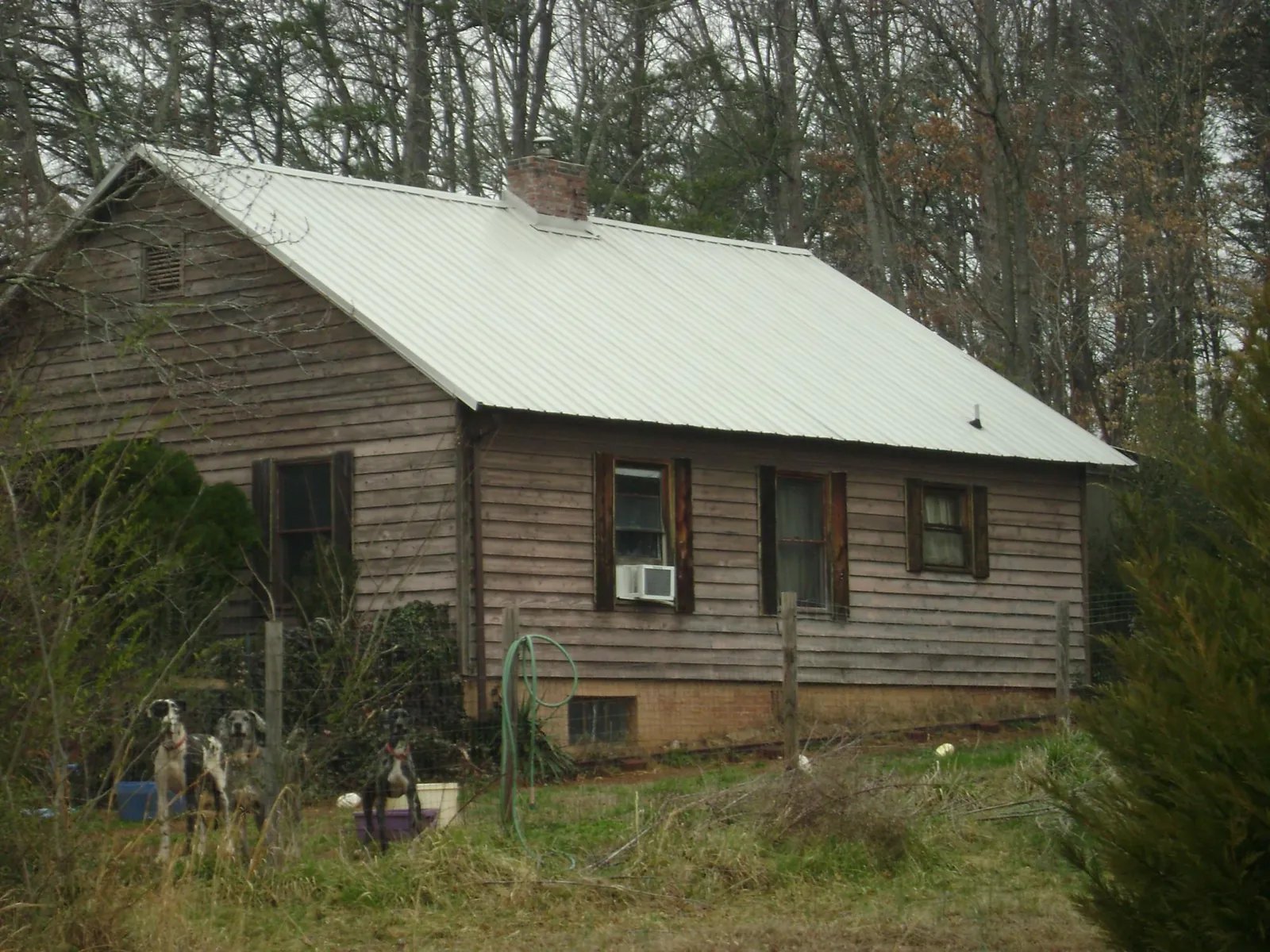 White metal roof on an old wood sided farmhouse, from a Asphalt Shingle Roof Repair job in Somerville